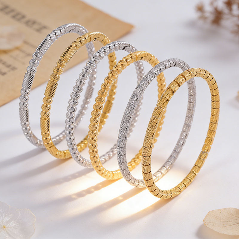 Stainless Steel Bamboo Joint Round Beads Titanium Female Bracelet