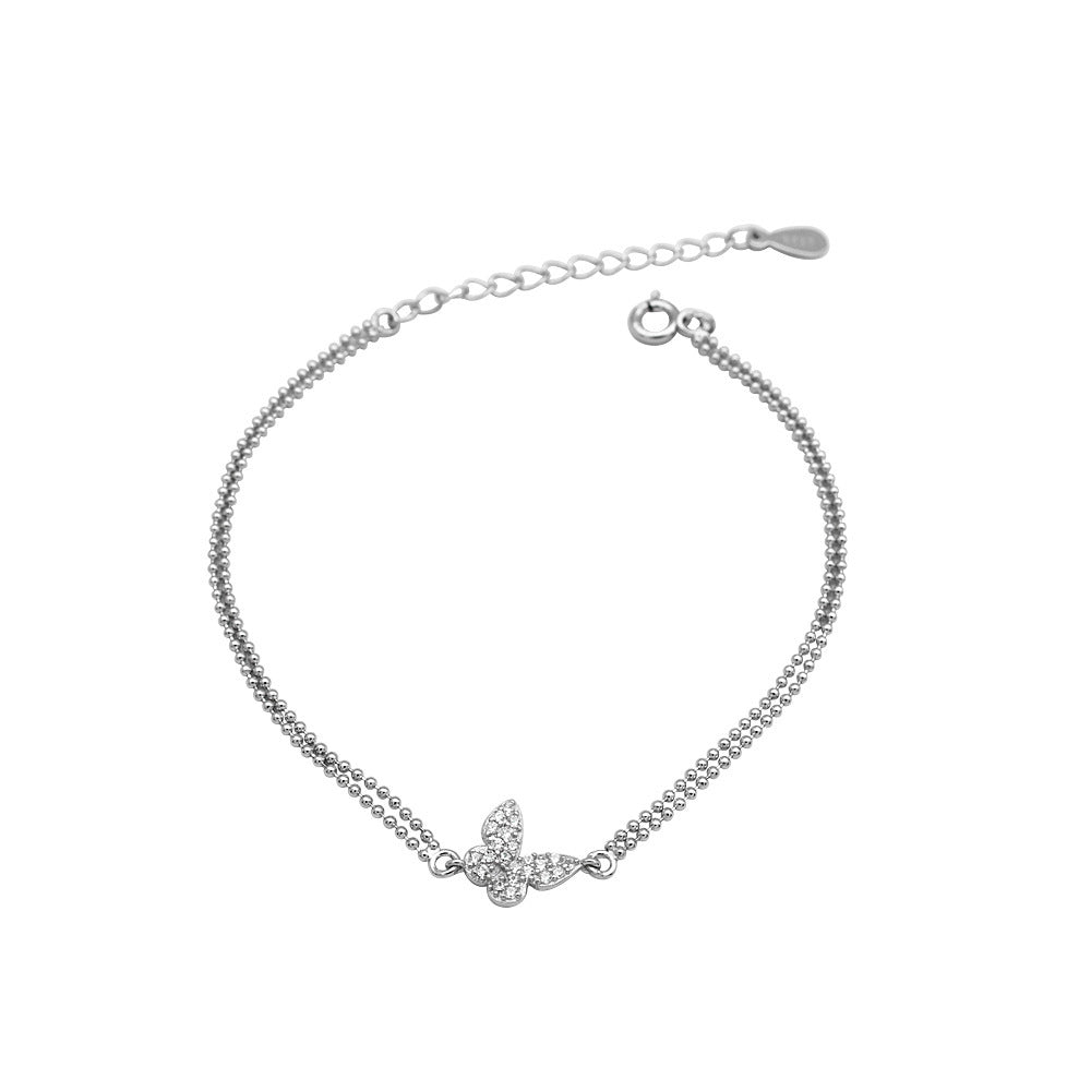 Bracelets papillon en argent sterling pour femmes, mode coréenne, diamants