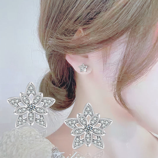 Refined Zircon Snowflake Ear Niche Design Earrings