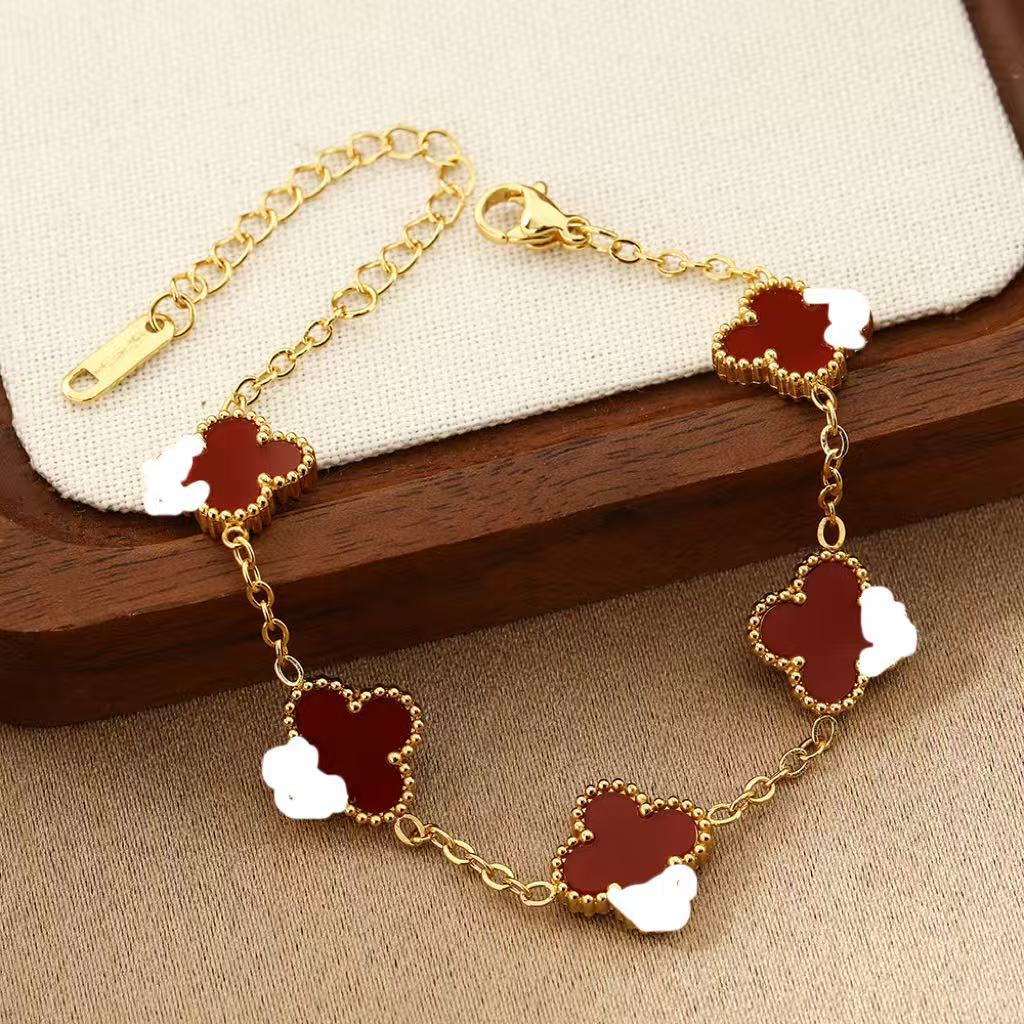 Titanium Steel Clover Pork Belly Female Double-sided Bracelet