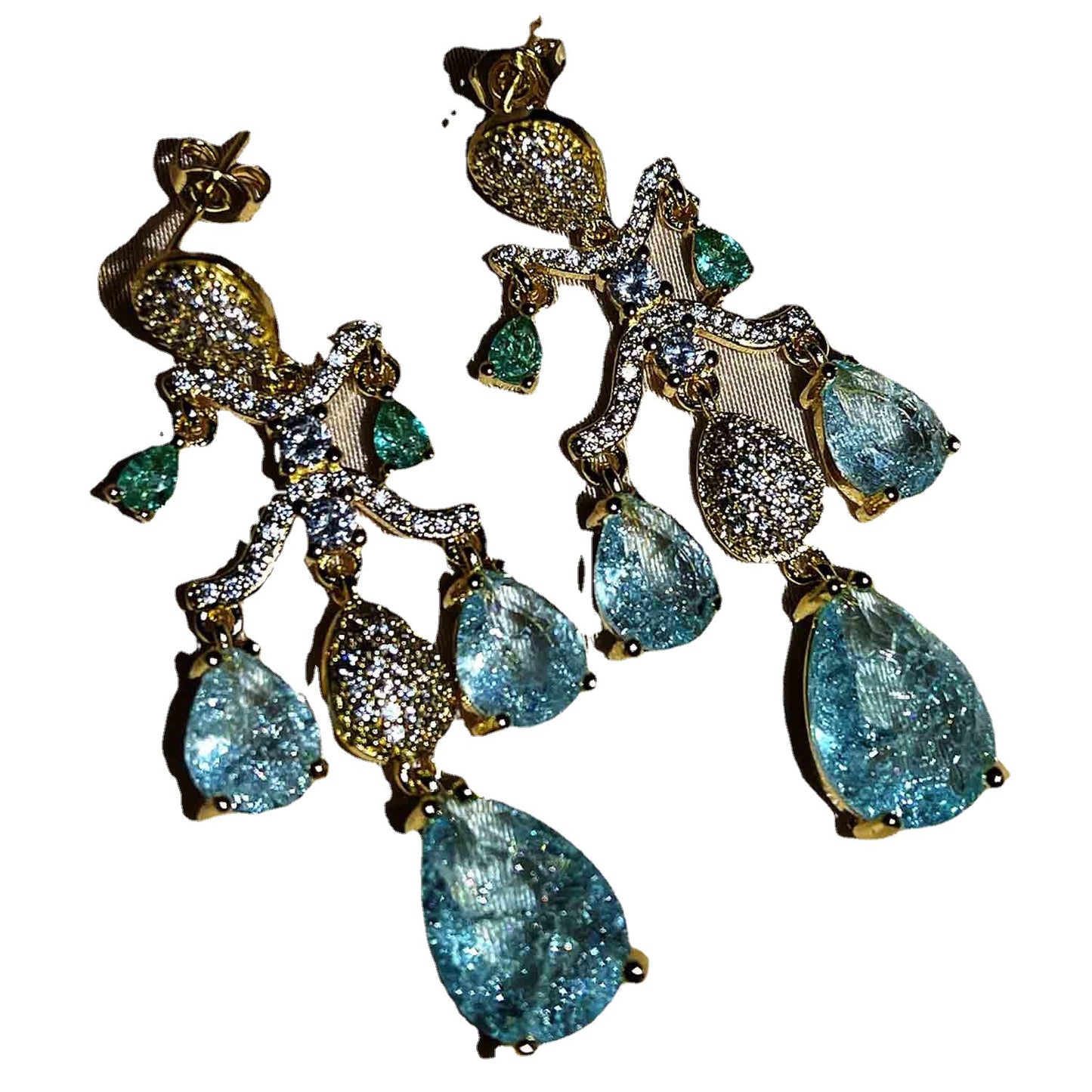 Women's Crack Blue Crystal Diamond In The Earrings