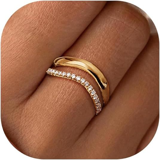 Women's Gold Coating Stacked Diamond Simple Affordable Rings