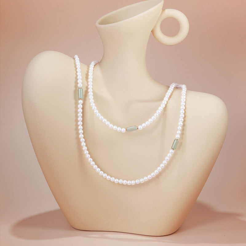 Women's Long Pearl Fashion Double Layer Twin Necklace