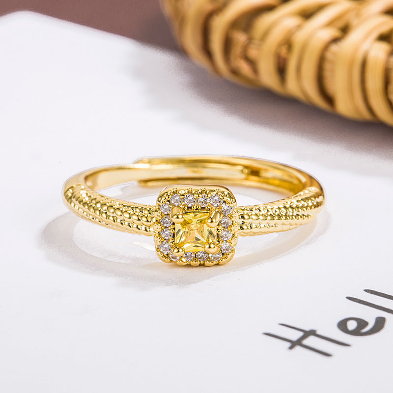 Yellow Diamond Female Light Luxury Minority Design Ring