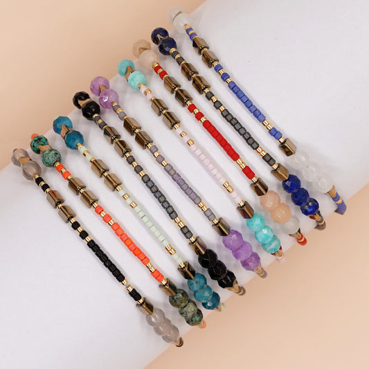 Women's Simple Style Bead Hand-woven Stone Ornament Bracelets