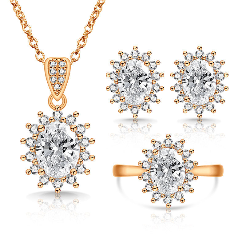 Live Broadcast Colored Gems Fashion Simulation Jewelry Set