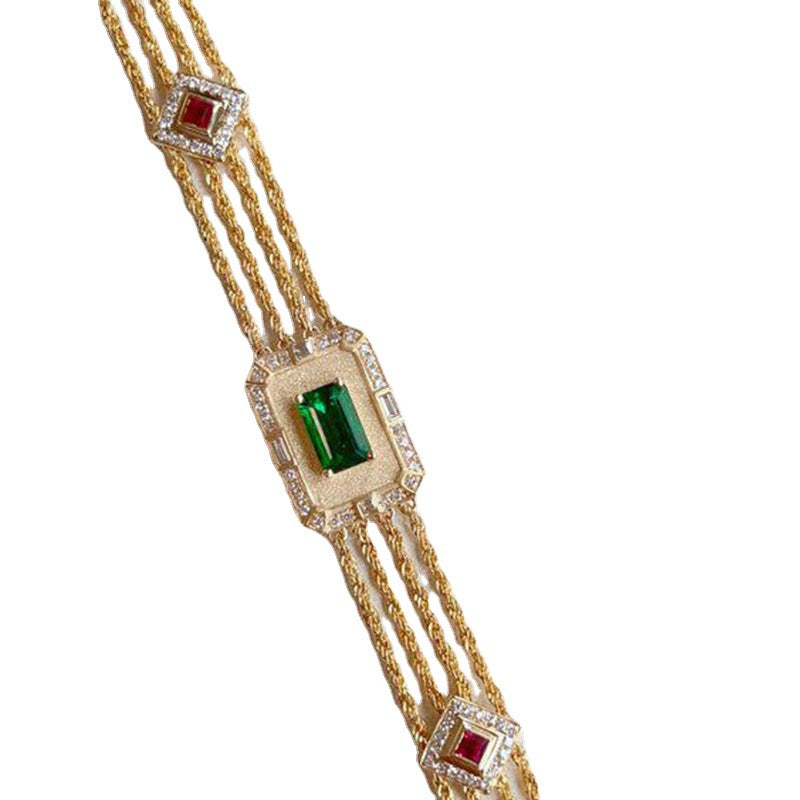 Women's French Emerald Ruby Chopin Chain Turquoise Bracelets