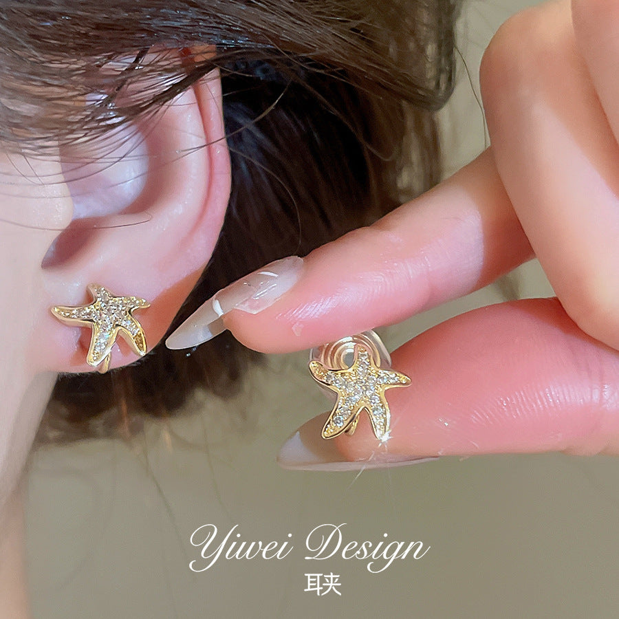 Real Gold Electroplated Zircon Bone Female Niche Ear Clip