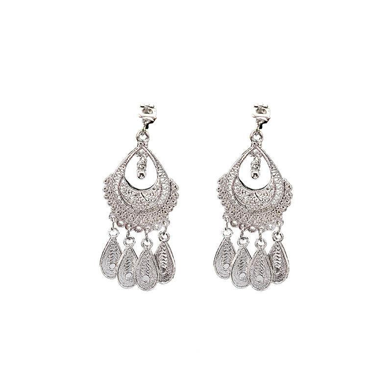Women's Ethnic Geometric Tassel Ear Clip Miao Sier Retro Elegant Earrings
