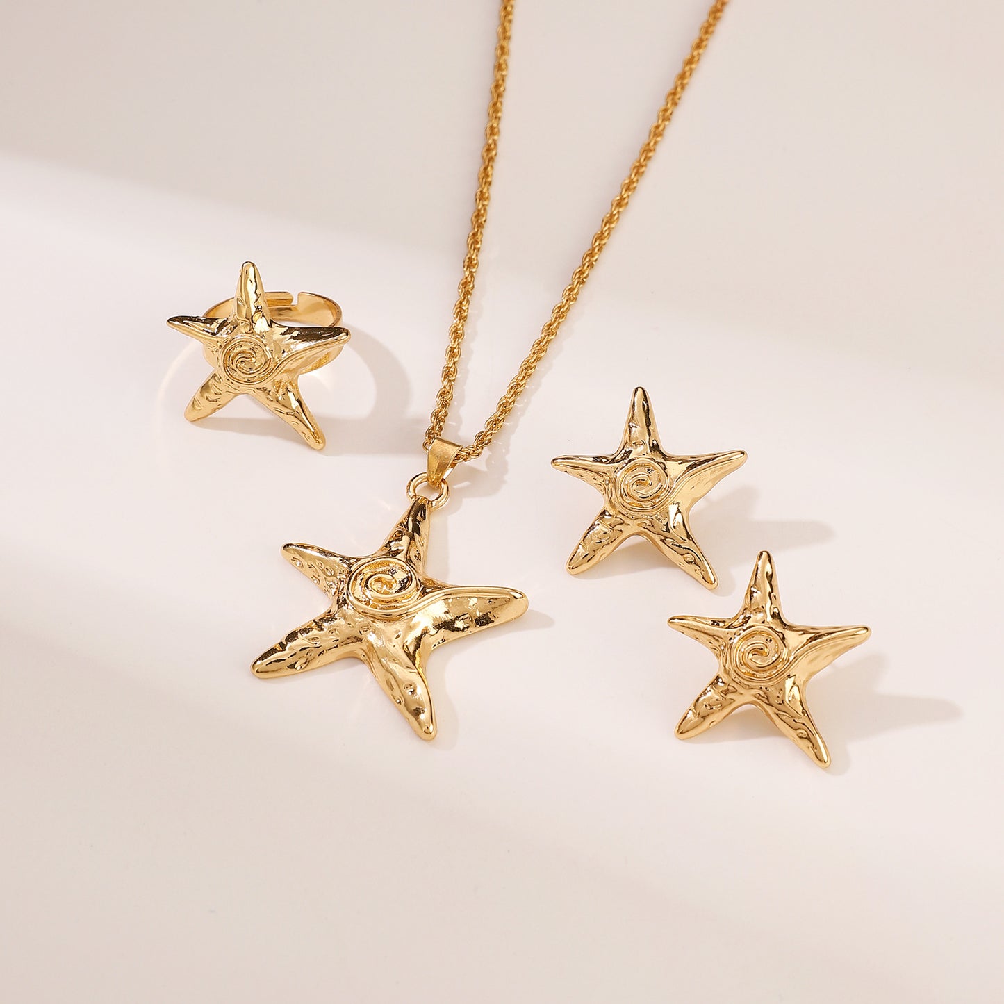 Sweet Cool Five-pointed Star Ear Personality Retro Exaggerated Starfish Jewelry Set