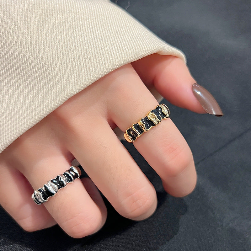 Women's Niche Korean Style Epoxy Metal Opening Rings