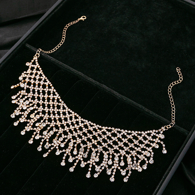 Women's Light Luxury High-grade Rhinestone Tassel Personality Versatile Necklaces