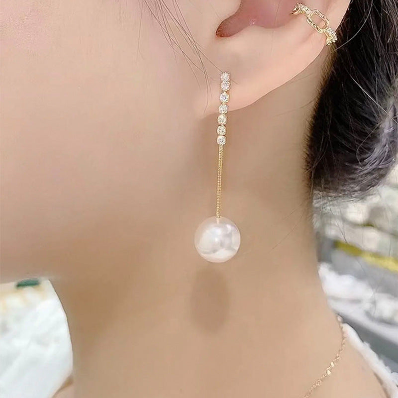 Women's Sense Pearl Tassel Simple Classy And Earrings