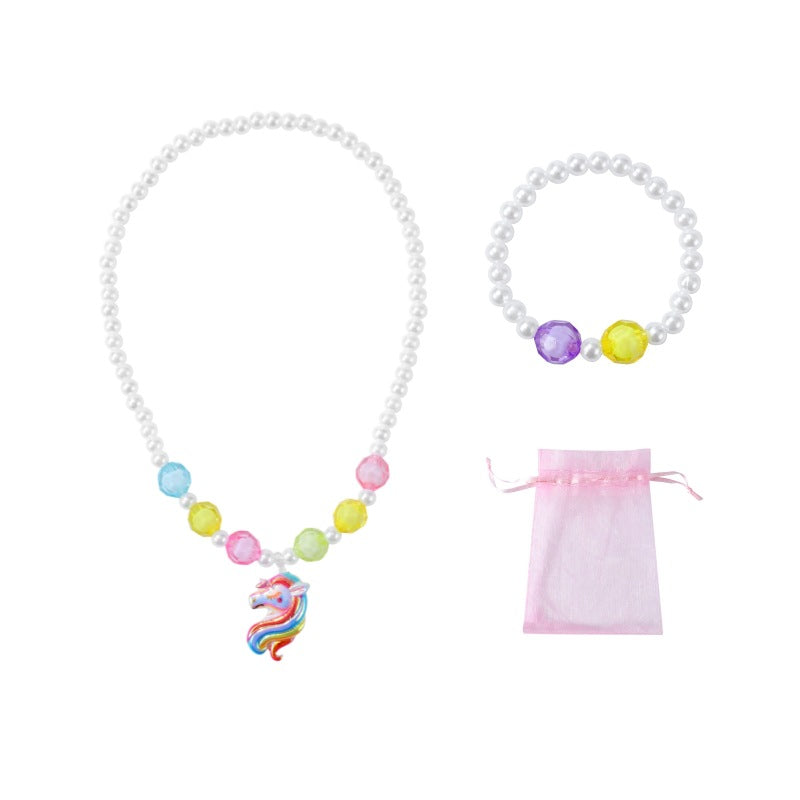 Color Box Unicorn Shoulder Bag Cartoon Jewelry Set
