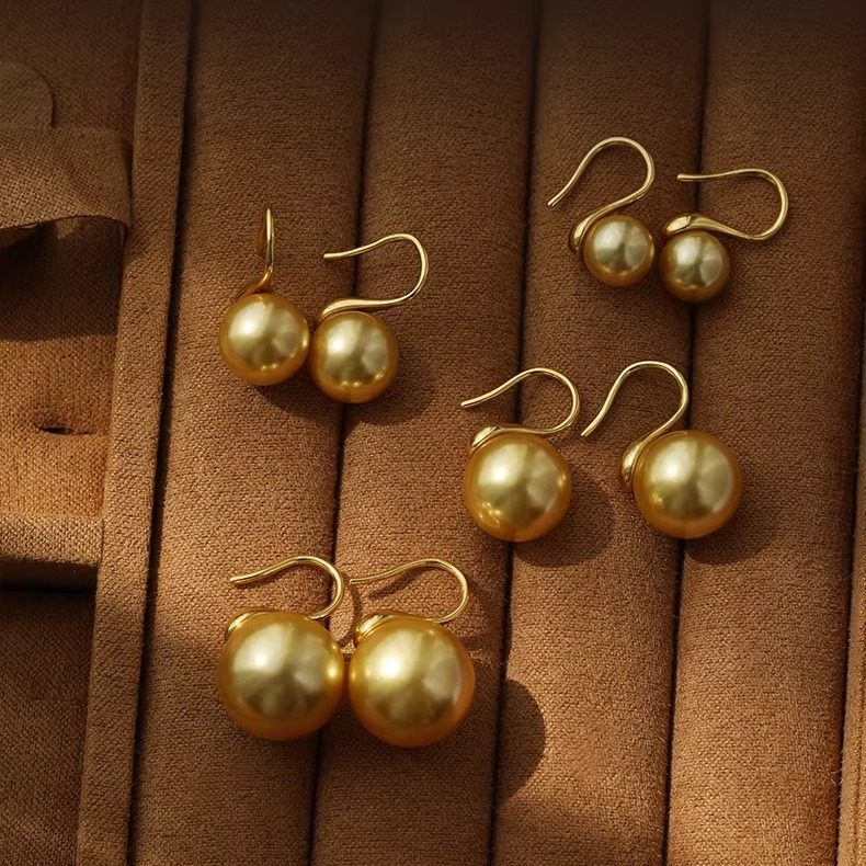 Women's Sier Gold Pearl Ear Hook Light Luxury High-grade Dignified Generous Earrings