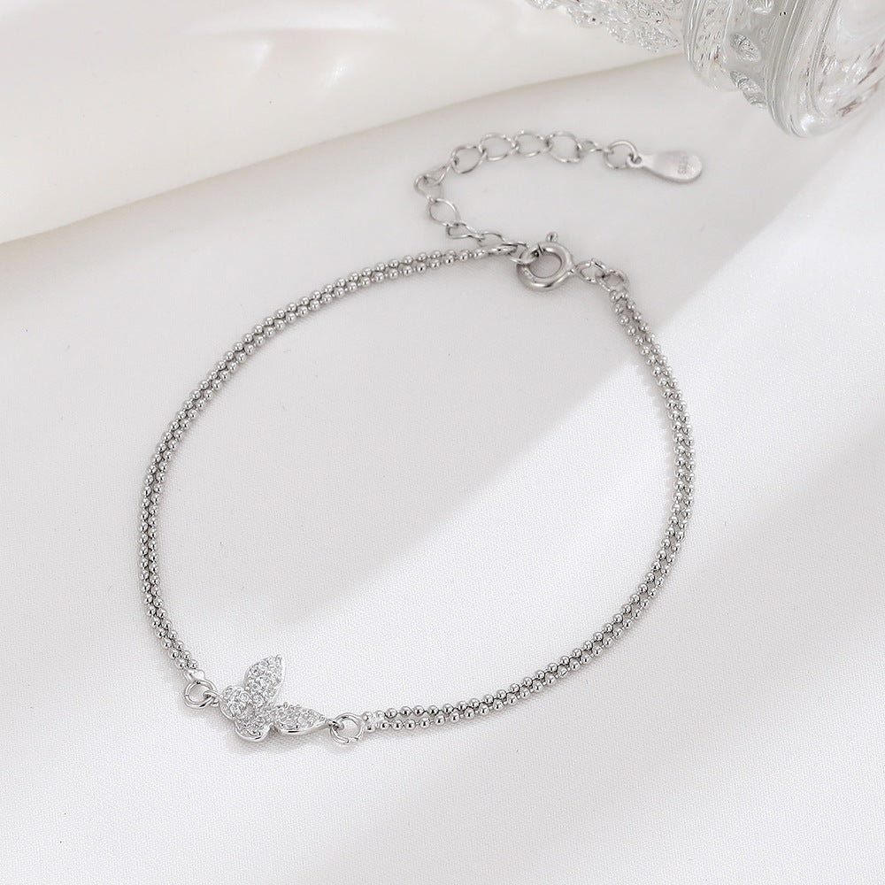 Damen-Schmetterlings-Sterlingsilber-koreanische Mode-Diamantarmbänder