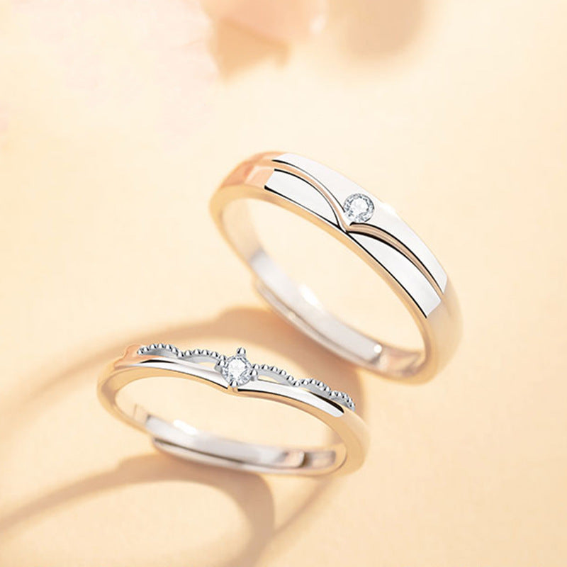 Women's & Men's Prince Princess Couple Sterling Sier Pair Niche Design Ring