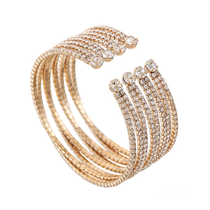Steel Wire Wide Open Cross Elastic Combination Bracelets