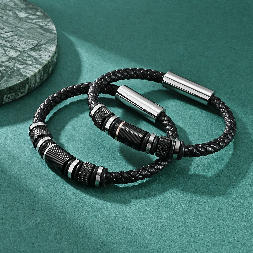 Black Rose Leather Rope Affordable Luxury Style Genuine Lucky Bracelets