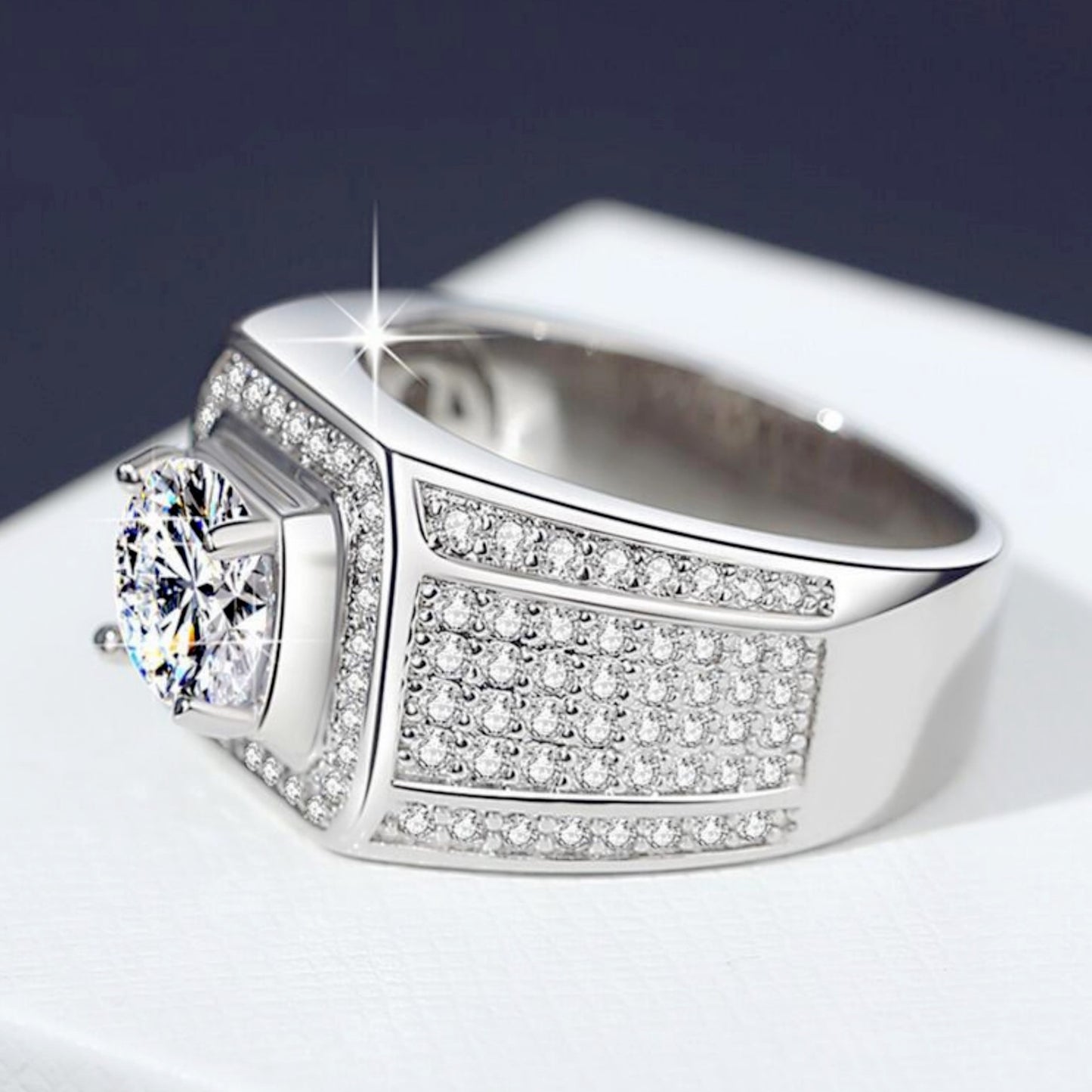 Diamond Starry Zircon Trendy 2 Karat Imitation Moissanite Rings