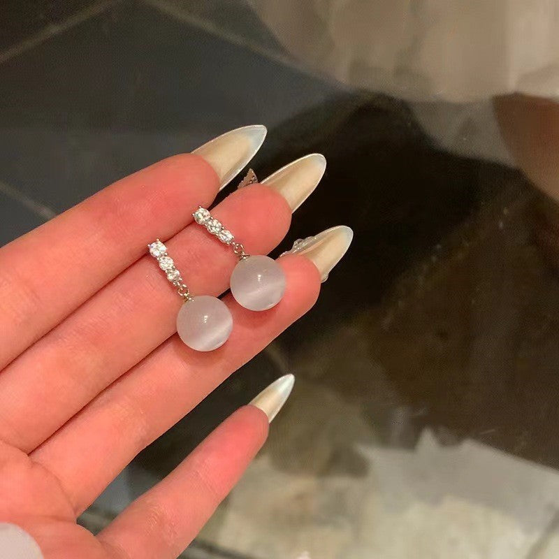 Gentle Temperamental Pearl High-grade Diamond Decorations Niche Stud Earrings