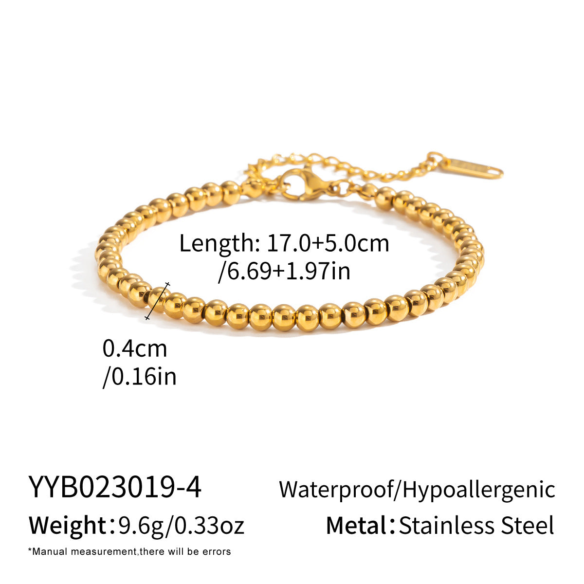Simple Titanium Steel Gold-plated Ball Stainless Bracelet