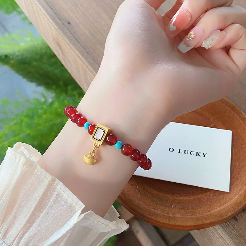 Cute Fun National Fashion Mahjong Agate Bracelets