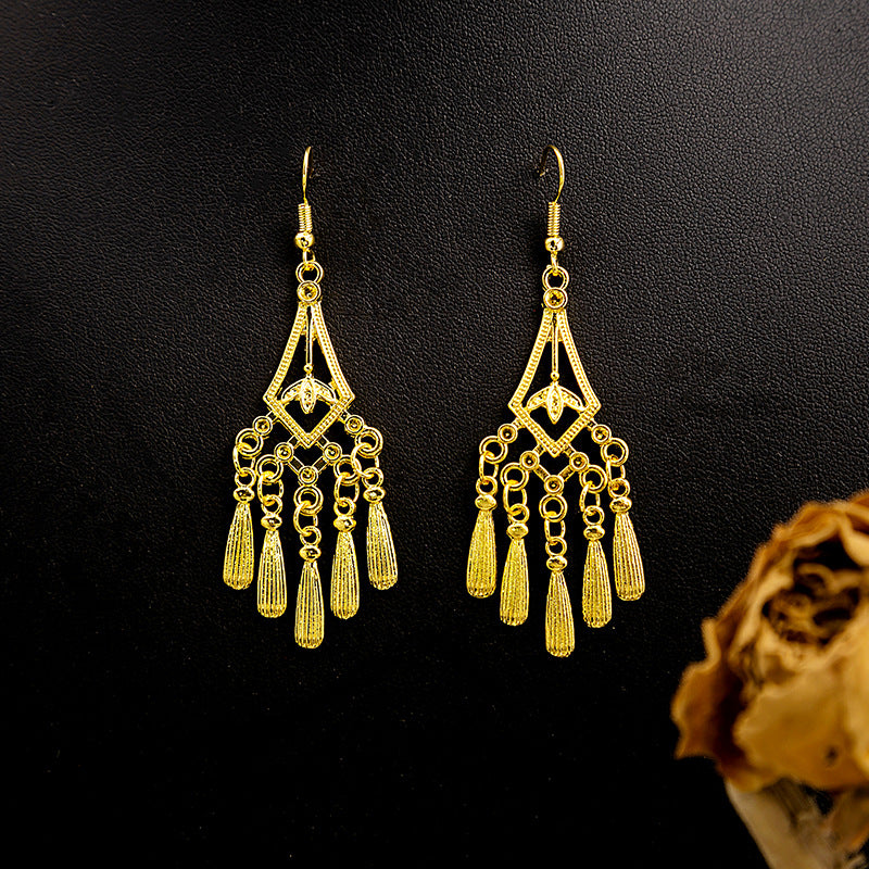 Style Peacock Golden Bell Tassel Bohemian Earrings