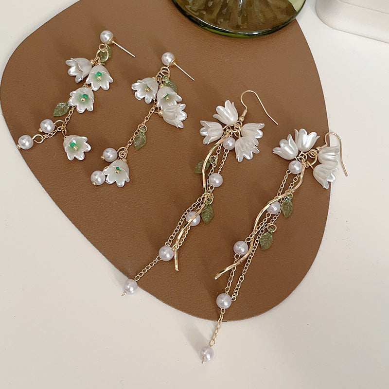 Sier Needle Sister-in-law Chen Shuting Metallic Knotted Tassel Earrings