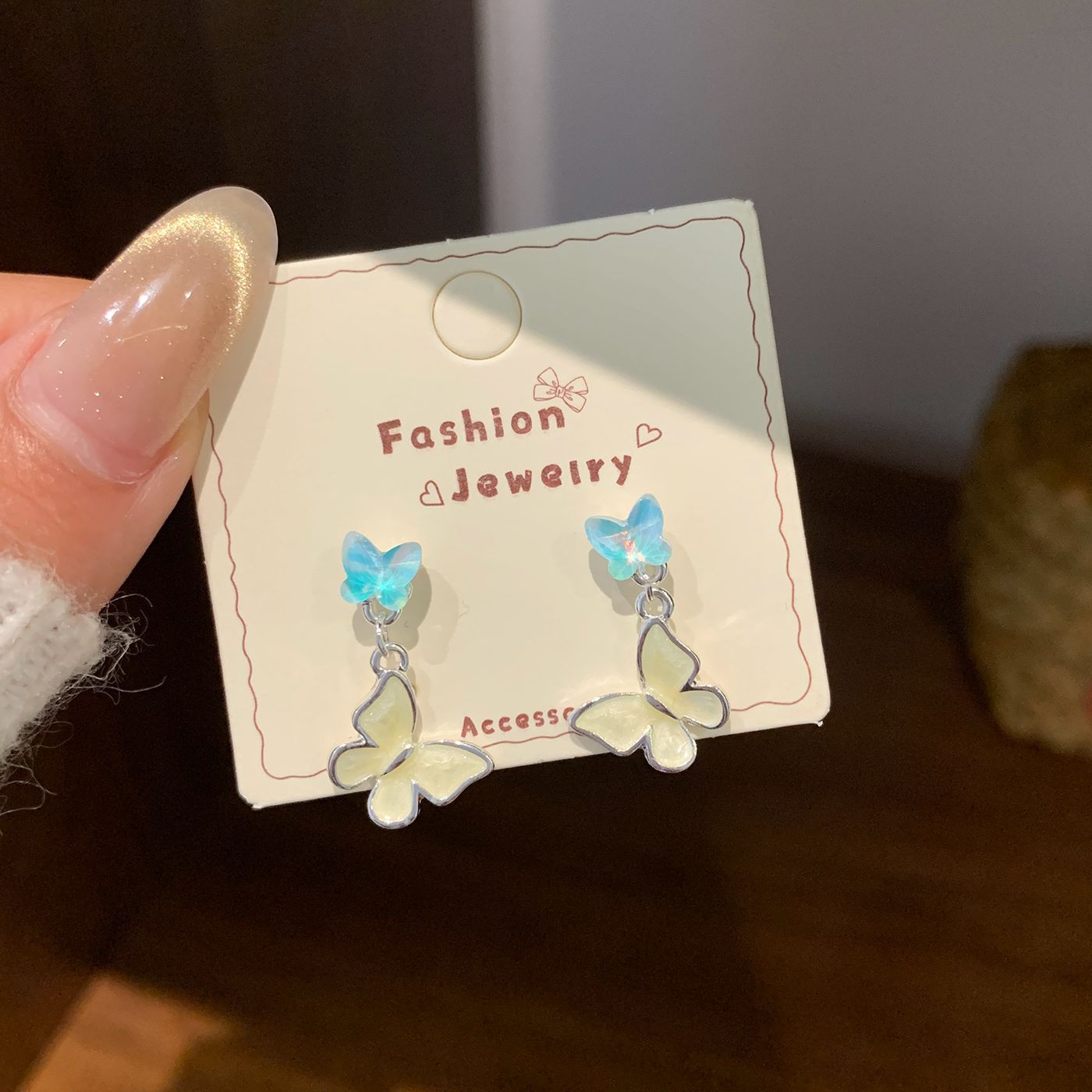 Women's Summer Butterfly Enamel Suit Super Fairy Blue Green Sweet Cute Rings