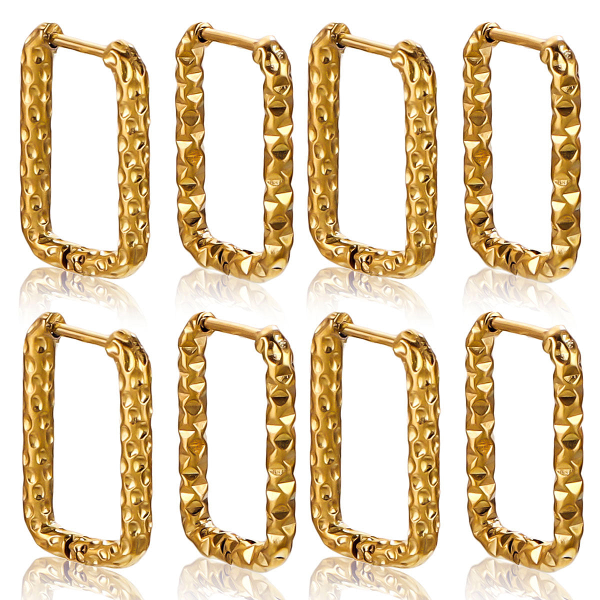 Niche Rectangular Irregular Hammer Pattern Clip High Fashion Personality Titanium Ear Buckle