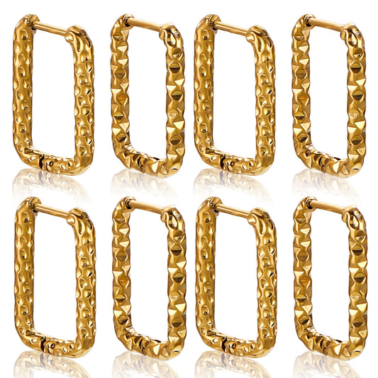 Niche Rectangular Irregular Hammer Pattern Clip High Fashion Personality Titanium Ear Buckle