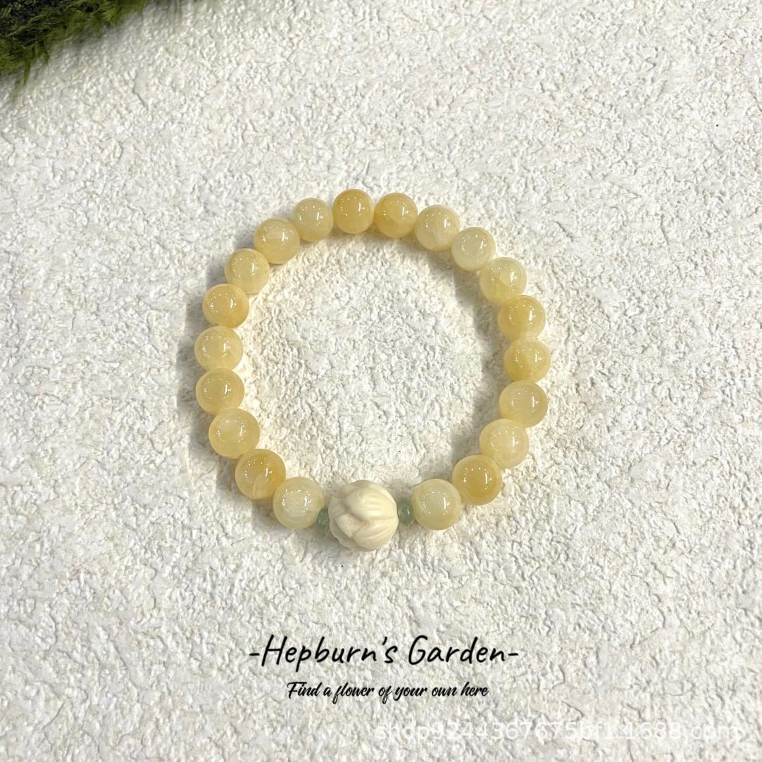 Women's Grapefruit Late Autumn Yellow Jade Ivory Nut Chinese Bracelet