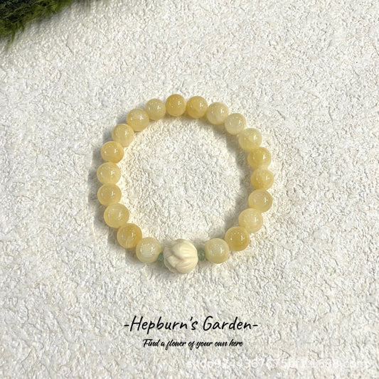 Women's Grapefruit Late Autumn Yellow Jade Ivory Nut Chinese Bracelet