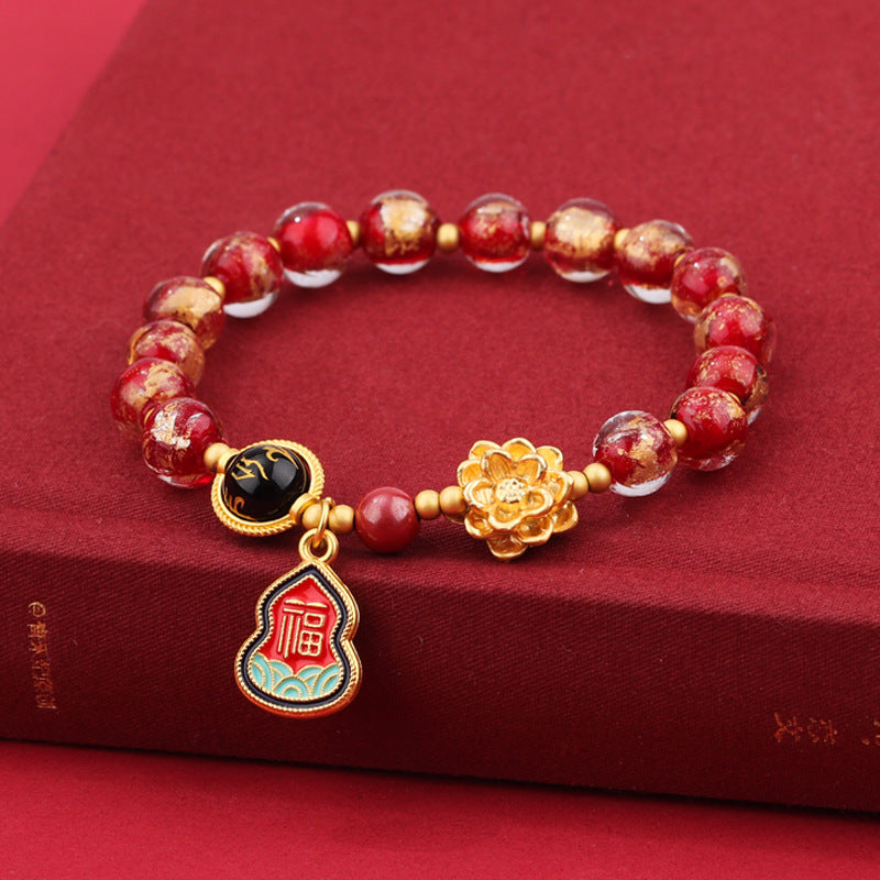 Beads Lotus Blessing Card Gold Foil Fragrant Gray Bracelets