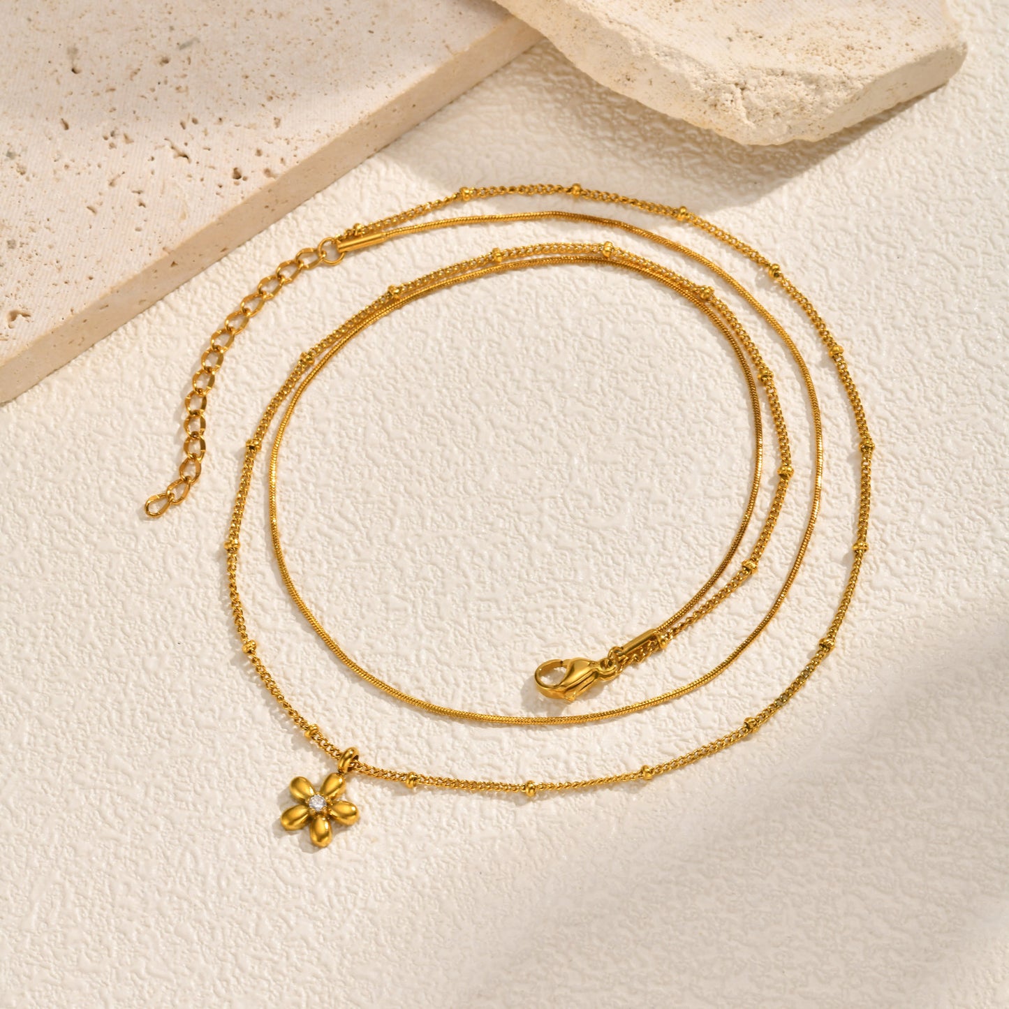 Women's Stainless Steel Bead Square Snake Chain Necklace