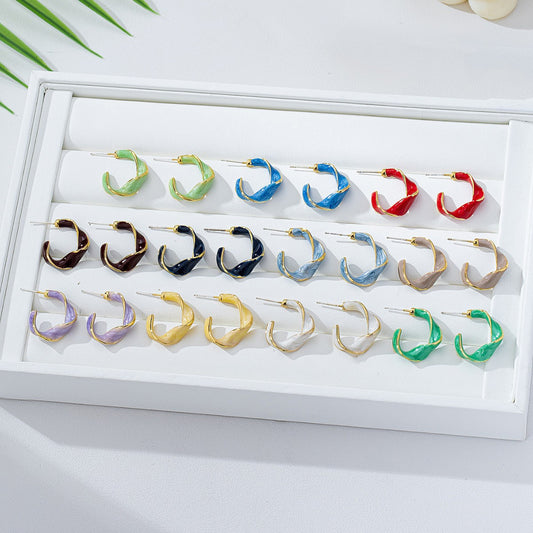 French Style Dripping Small Personalized Twisted Geometric Rings