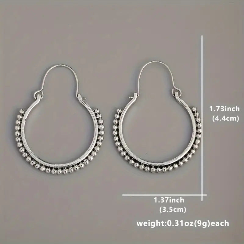 Retro Personalized Beaded Design Hoop Creative Earrings