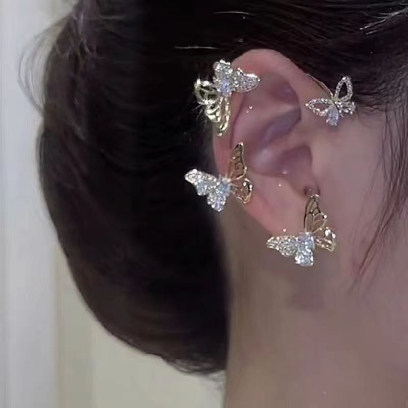 Hollow Butterfly Hook Tassel Flowers Snowflake Wheat Wings Integrated High-grade Ear Clip