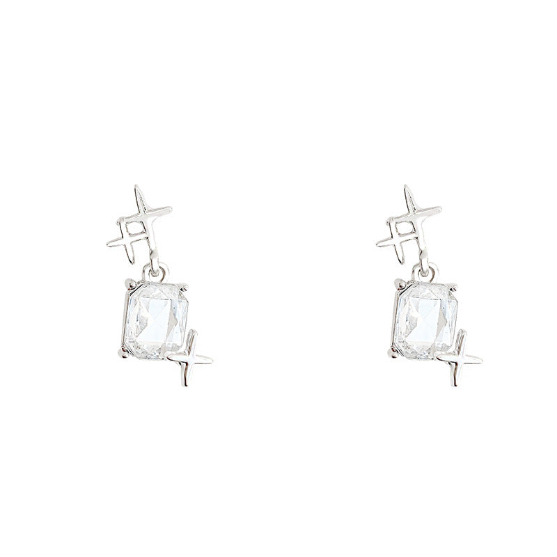 Women's Light Luxury Minority Advanced Design Square Diamond For Earrings