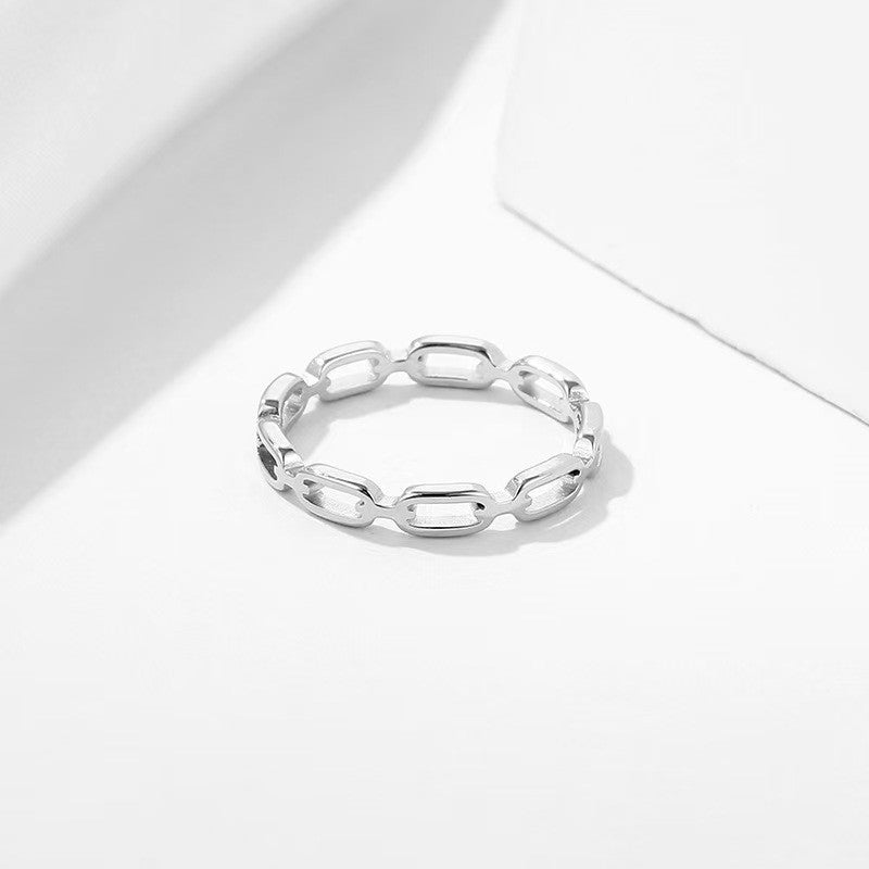 Small Chain Female Personality Rectangular Stainless Ring