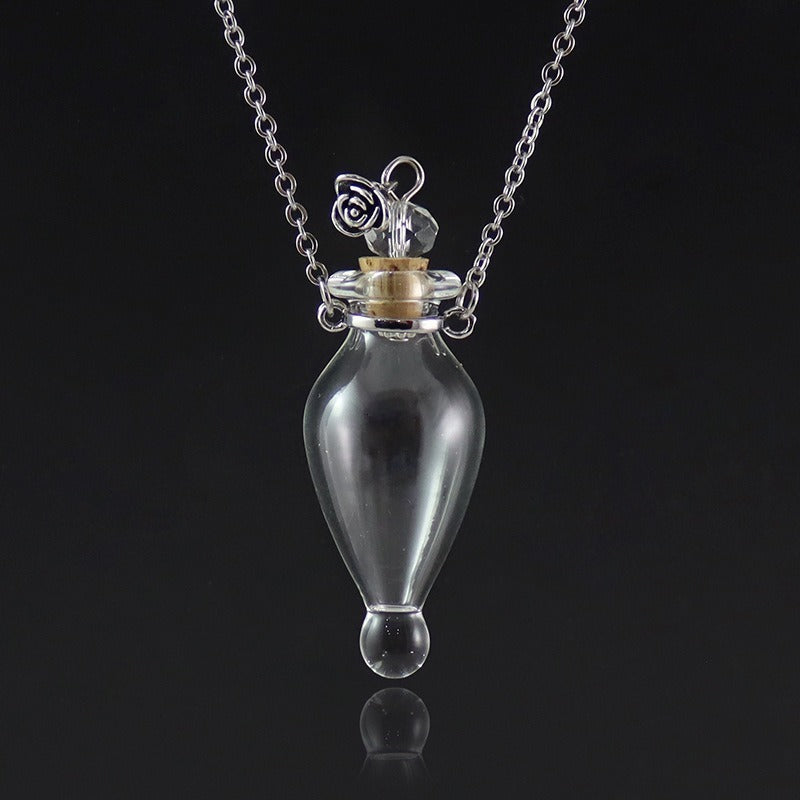 Transparent Heart-shaped Colored Glaze Perfume Essential Necklaces