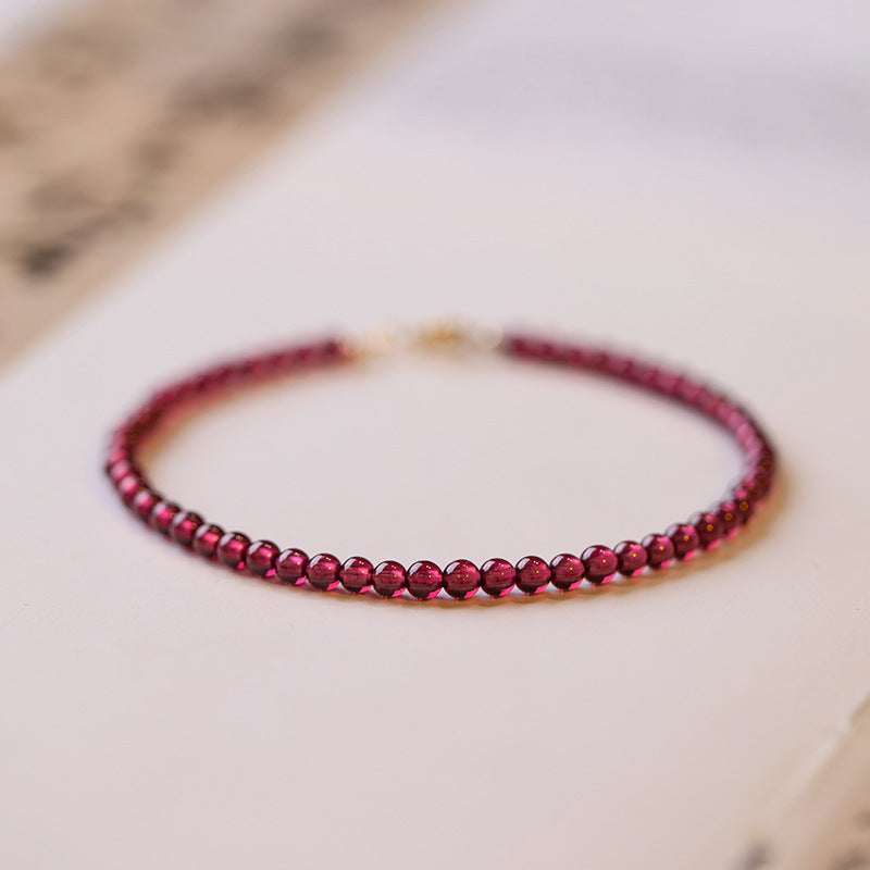 Crystal Female Claret Garnet Gold Strawberry Bracelets