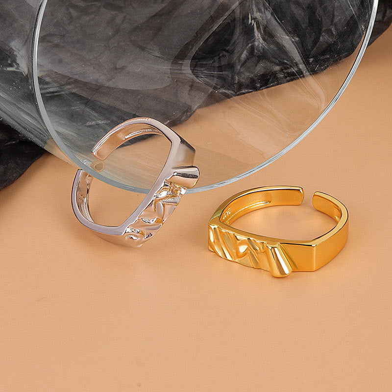 Korean Style Irregular Convex Minimalist Design Open Rings