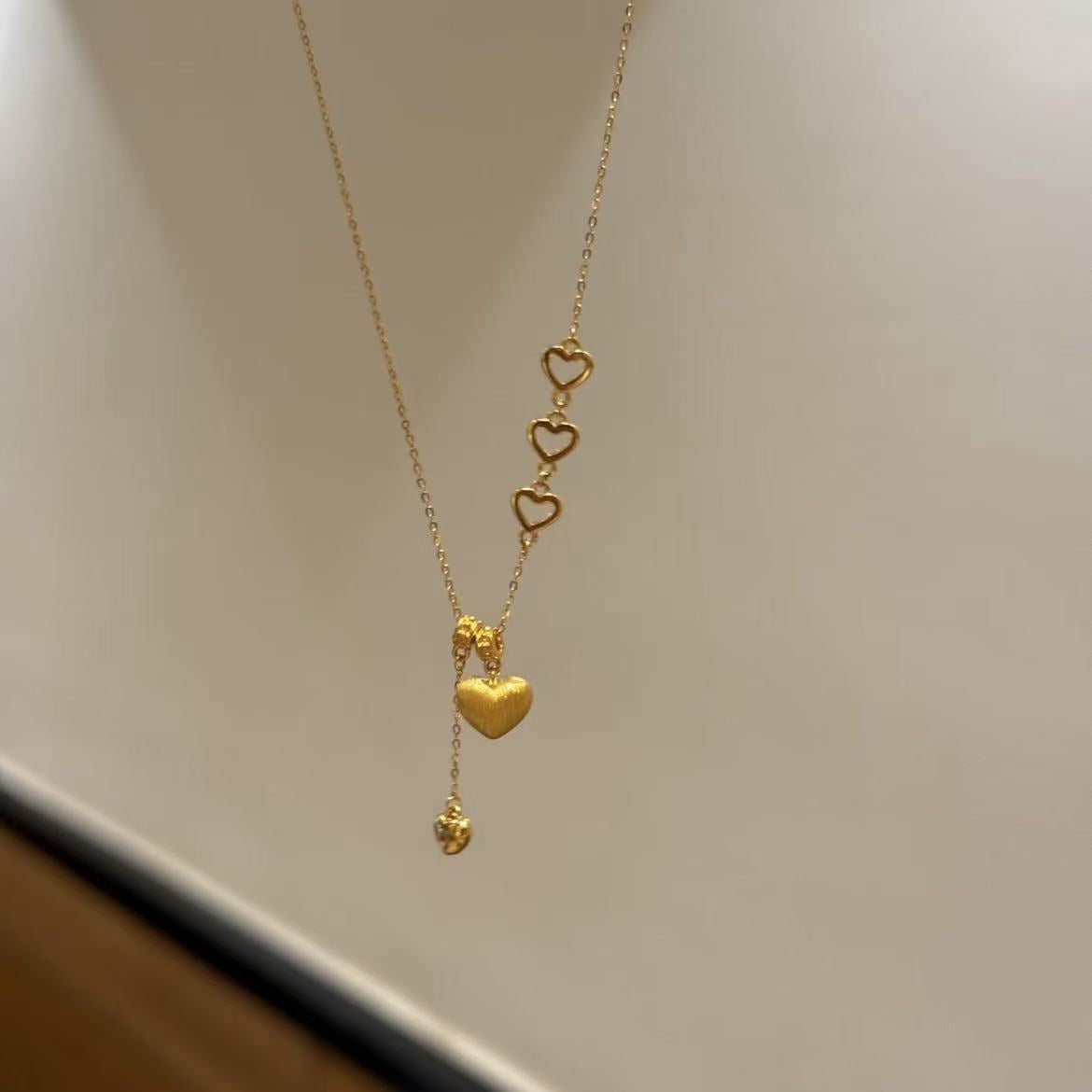 Women's Brushed Hollow Heart Tassel For Light Luxury Minority High-grade Simple Necklace