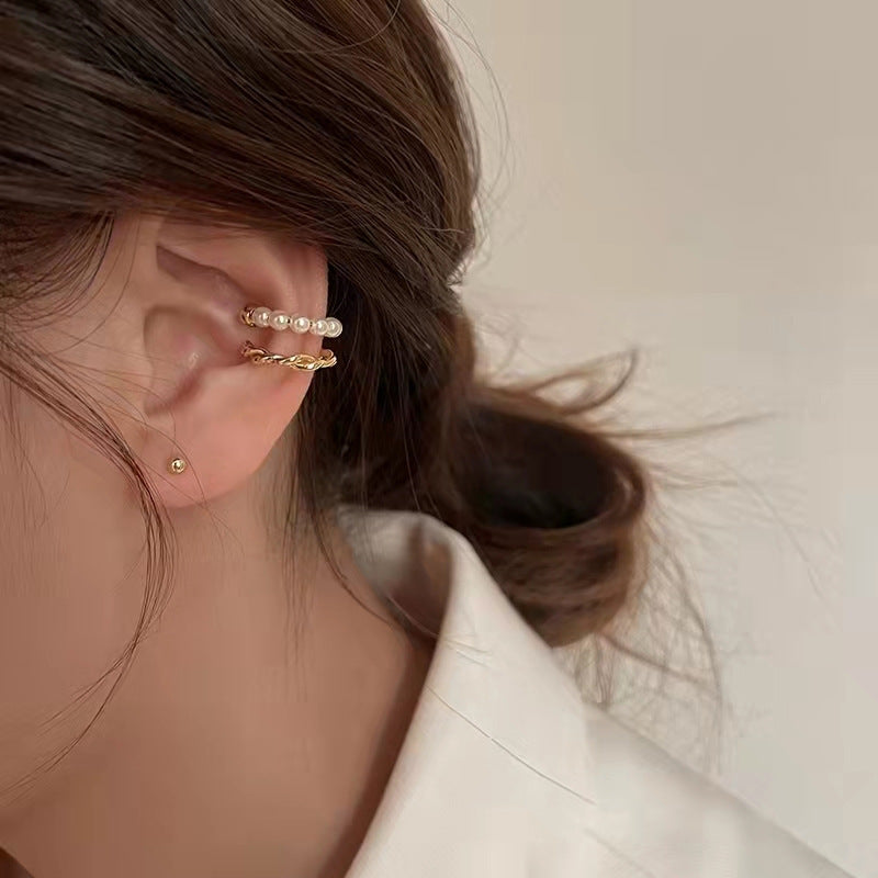 Women's French Style Vintage Pearl Earless Fashion Temperament High Ear Clip