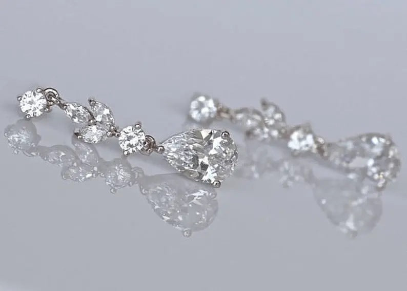 Wedding Sweet Pear-shaped Water Drop Zircon Dinner For Earrings