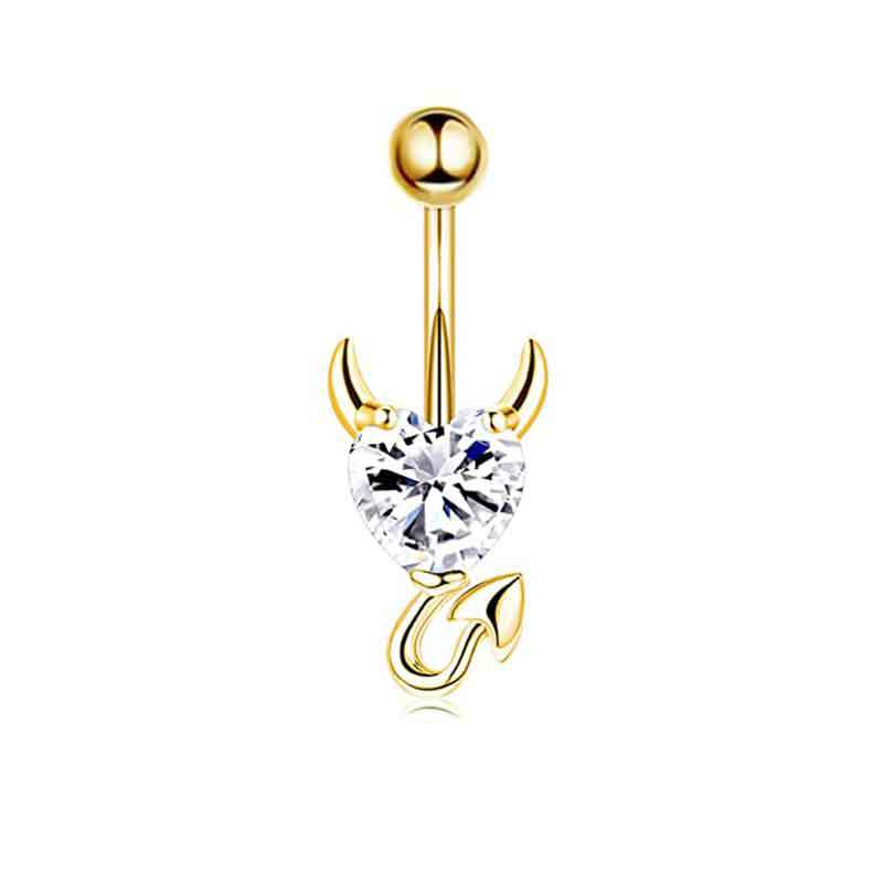 Gold Belly Rhinestone Zircon Style Navel Buckle Earrings