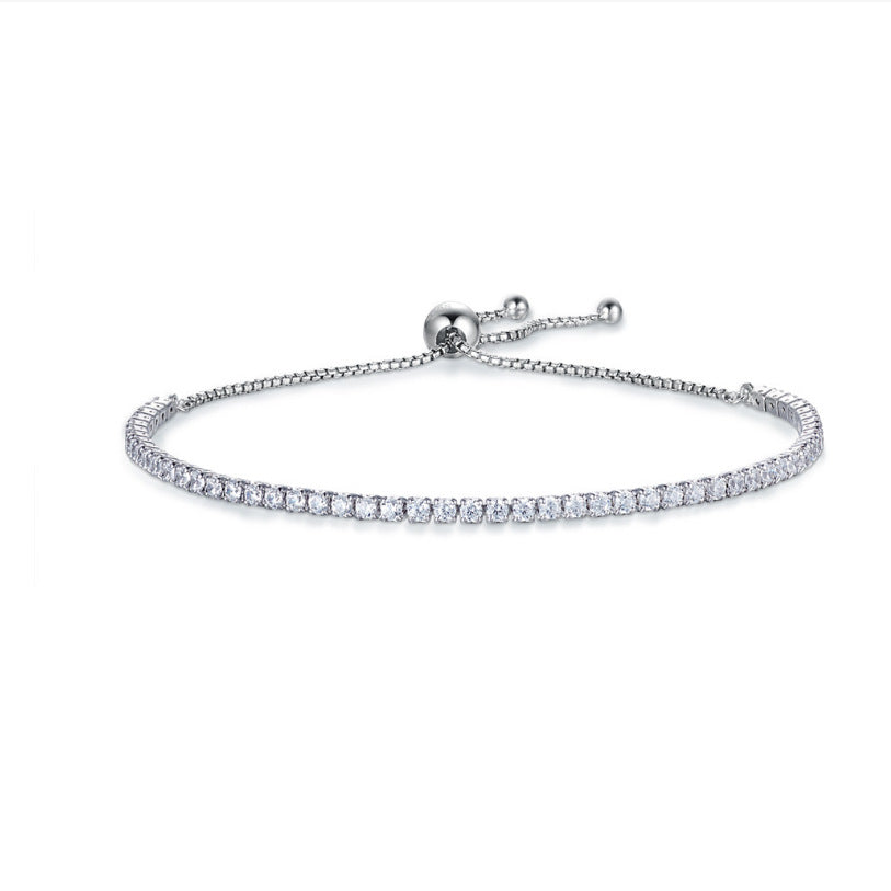 Sier Light Luxury Diamond Tennis Style Bracelets