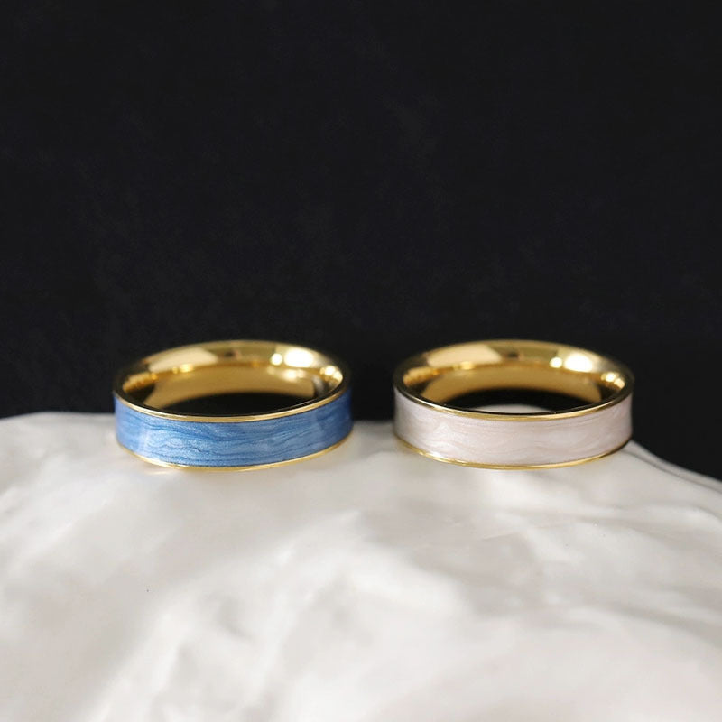 Blue Titanium Steel Female High Sense Rings